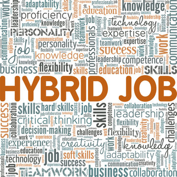 Hybrid Job conceptual vector illustration word cloud isolated on white background.