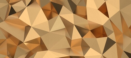 Abstract 3D render illustration,Surface gold crystal geometric triangle and Polygonal shapes template