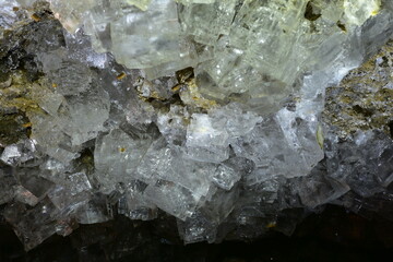  rock salt crystals in the Krysztalowa Cave, a nature reserve, Poland underground