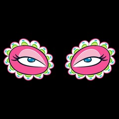 Illustration vector mexican dead girl eyes with diamonds and black background