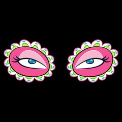 Illustration vector mexican dead girl eyes with diamonds and black background