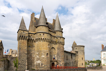 Fototapeta premium view of the main facade of the fortress castle in Vitre, France