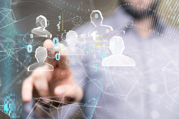 Abstract technology group and data 3d