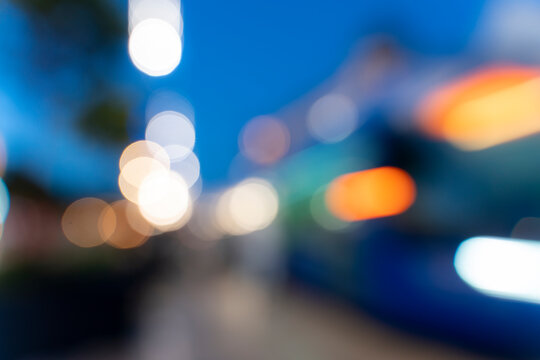 Motion Blurred blue urban lights background scene