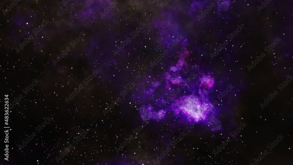 Wall mural pink and purple galaxy nebula and stars.