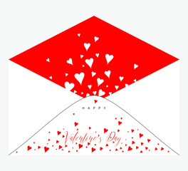 Happy Valentine’s Day wishes with abstract hearts on an envelope background