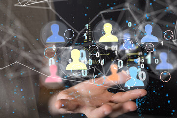 Naklejka premium Business intelligence analyst dashboard on virtual