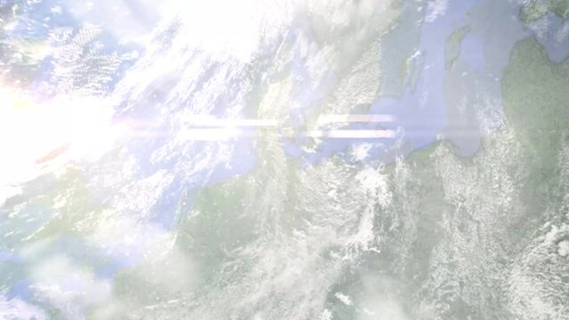 Zoom in from space and focus on Germany, Kiel. 3D Animation. Background for travel intro. Elements of this image furnished by NASA
