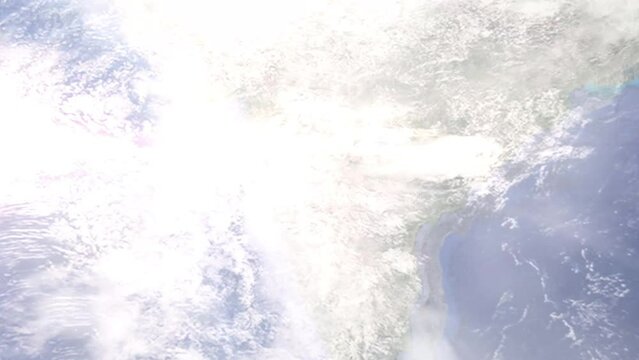 Zoom in from space and focus on India, Solapur. 3D Animation. Background for travel intro. Elements of this image furnished by NASA