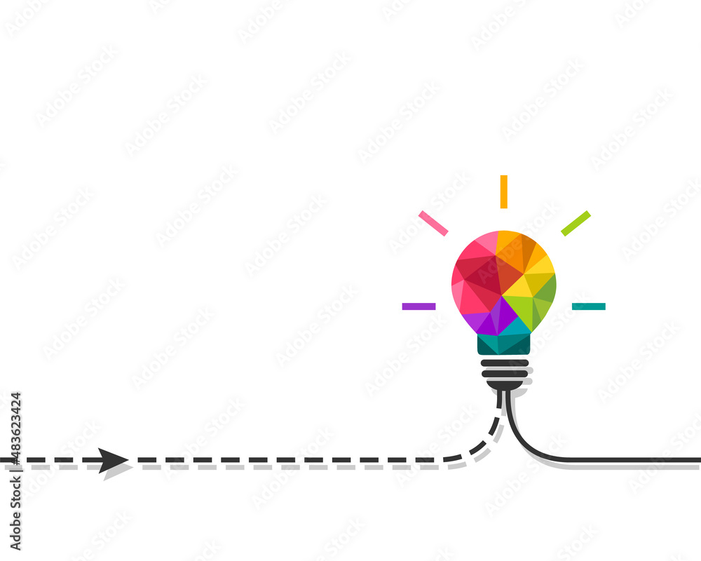 Aufkleber colorful light bulb as creative idea concept. abstract lightbulb made in low poly design and with mu
