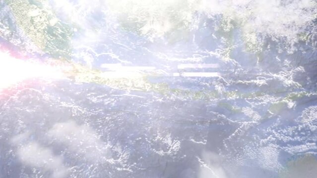 Zoom in from space and focus on Indonesia, Jember. 3D Animation. Background for travel intro. Elements of this image furnished by NASA	