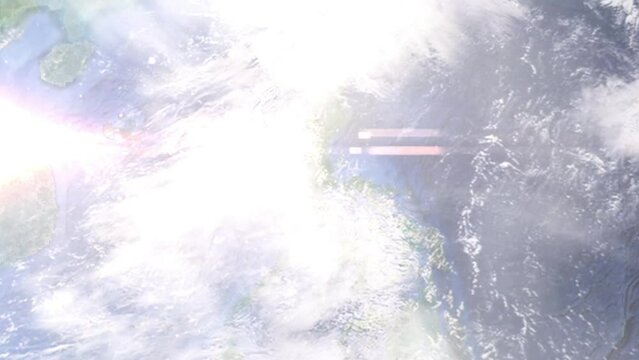 Zoom in from space and focus on Philippines, Calamba. 3D Animation. Background for travel intro. Elements of this image furnished by NASA