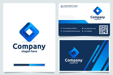 square tech, color gradient, logo design and business card