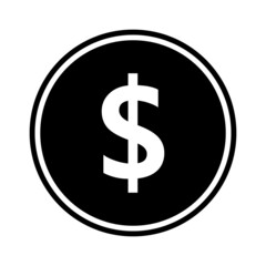 Dollar icon. Vector illustration of dollar coin. Money symbol isolated on white background.