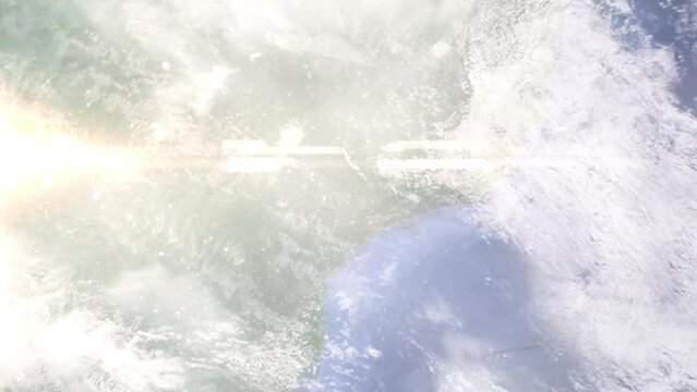 Zoom in from space and focus on Brazil, Piracicaba. 3D Animation. Background for travel intro. Elements of this image furnished by NASA	