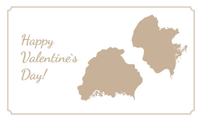 Silhouettes of a couple in love and the text Happy Valentines Day on a card _ gold