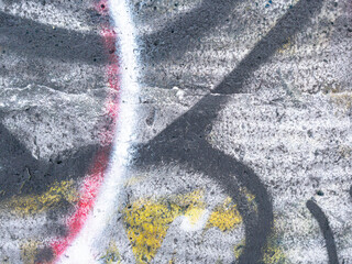 Fragment of an old spray painted cement wall or fence. Grunge urban street art background with graffiti elements. Useful for backgrounds, backdrops and concept work. - obrazy, fototapety, plakaty