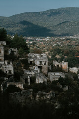 Fototapeta na wymiar Fethiye, Mugla, Turkey - October 22 2021: Karmylassos (Kayakoy), Abandoned Village