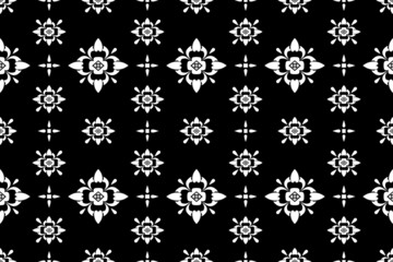 Black and white Geometric ethnic oriental pattern traditional Design for background,carpet,wallpaper,clothing,wrapping,Batik,fabric,Vector illustration embroidery style.