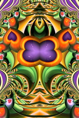 3d fractal illustration. Abstract fractal in bright and colorful color. A Valentine's day card. Valentine's hearts in love.