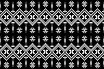 Black and white Geometric ethnic oriental pattern traditional Design for background,carpet,wallpaper,clothing,wrapping,Batik,fabric,Vector illustration embroidery style.