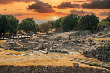 Ruins (Remains) of Troy (Troia), Ancient Greek city. It is in the archaeological park of Troy (Truva), near Çanakkale province in western Turkey. Troy is on the UNESCO world heritage list.