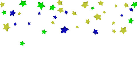 Shooting stars confetti 3D. Multi-colored stars. Festive background. Abstract pattern on a white background. Design element. Vector illustration, EPS 10.