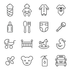 Baby icons set . Baby pack symbol vector elements for infographic web