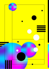 Abstract background.Composition of lines and circles with a bright gradient.
Vector illustration.