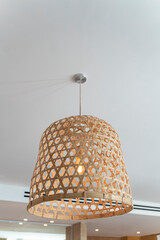 Wood wave Pendant lamp, wicker hanging light 