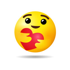 Care emoji reaction icon. High quality vector round yellow emoticon for social media chat comment reactions. Hug or love sign