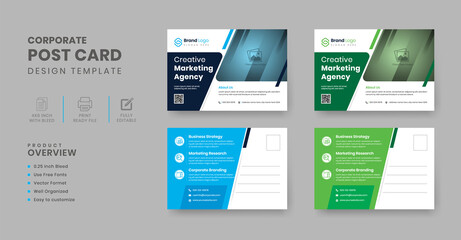 Multipurpose corporate postcard template | EDDM postcard | Blue Green Postcard Design