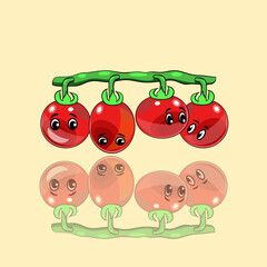 Funny tomato cartoon character design in digital flat technique vector illustration 