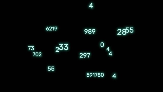 random numbers cloud animated big data math symbol