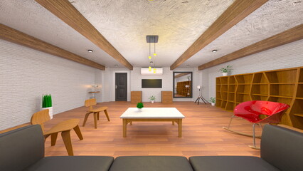 夜景が見えるリビングルーム