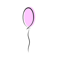 Single air balloon. Hand drawn doodle vector illustration. Minimalist trendy contemporary design. Best for logo and branding concept, greeting cards, polygraphy, and birthday party decoration.