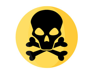 Round yellow symbol of chemical pollution, danger and weapon.