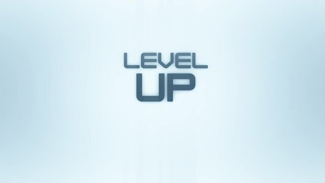 Level Up text on white background. Animation. glitch effect