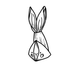 Decor for Easter. Napkin on the holiday table in the shape of an Easter Bunny in the vector.
