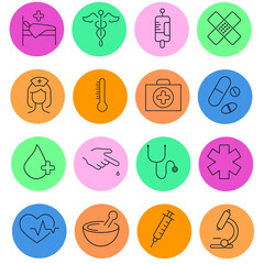 medical icon set . medical pack vector elements for infographic web. with trend color