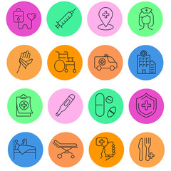 Medical Assistance icon set . Medical Assistance pack vector elements for infographic web. with trend color