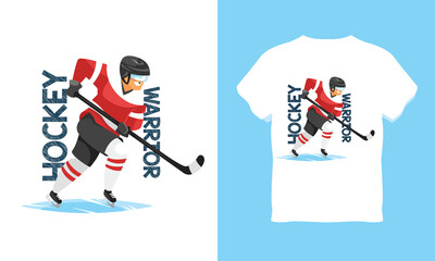 Hockey Warrior oncept Hockey T-Shirt Design Vector 