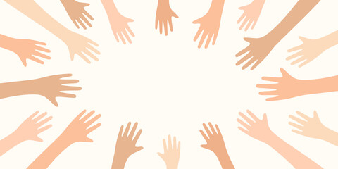 Many human hands simple illustration