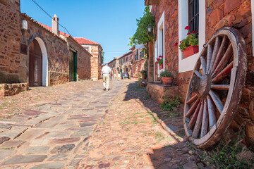 Obraz premium street view of castrillo de los polvazares maragato town, Spain