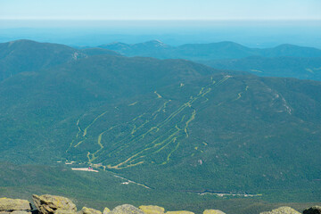 Wildcat Mountain and Ski Area aerial view in summer from top of the Mount Washington, White...