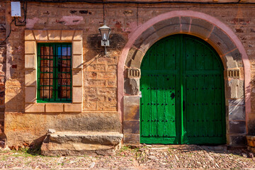 details of terraced house exterior in castrillo de los polvazares, Spain
