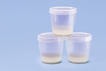 sperm collector vials and containers, semen donation concept, copyspace for text