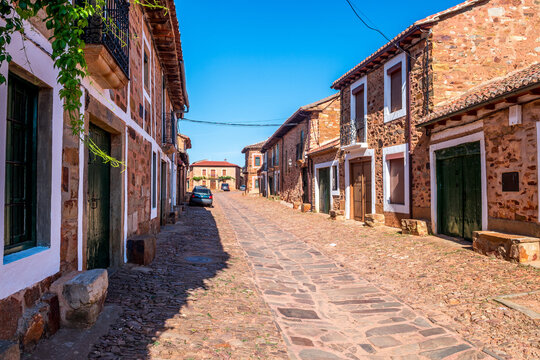 street view of castrillo de los polvazares maragato town, Spain