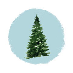Watercolor Winter Spirit in Blue Circle