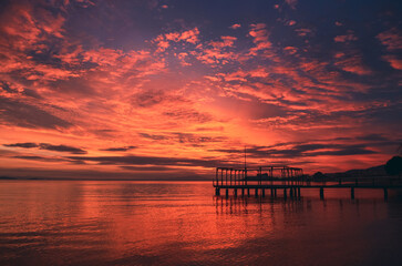 sunset reverse light sun after sunset blue hours tree people lighthouse birds watching sunset taking photo landscape